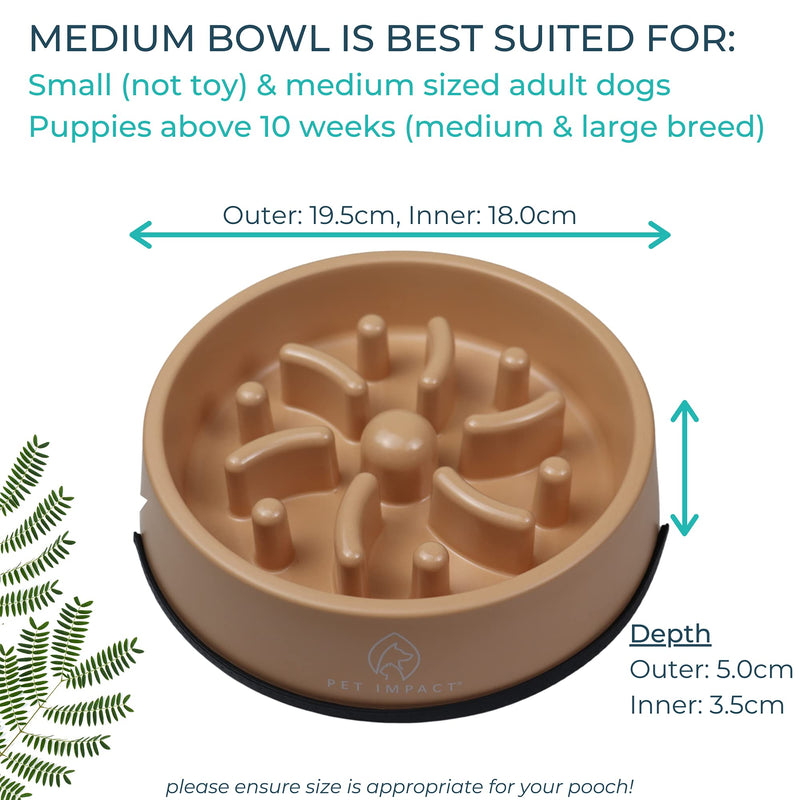 PET IMPACT Slow Feeder Dog Bowl, Natural Bamboo Fibre Bowl to Slow Down Eating, Prevent Risk of Choke Bloat Overeating with Interactive Feeding Medium Earth - BeesActive Australia
