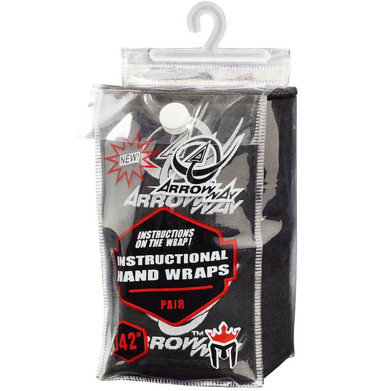 [AUSTRALIA] - ArrowWay Instructional Hand Wraps w/Printed Directions for Boxing & MMA - 142" Meister Elastic Black 