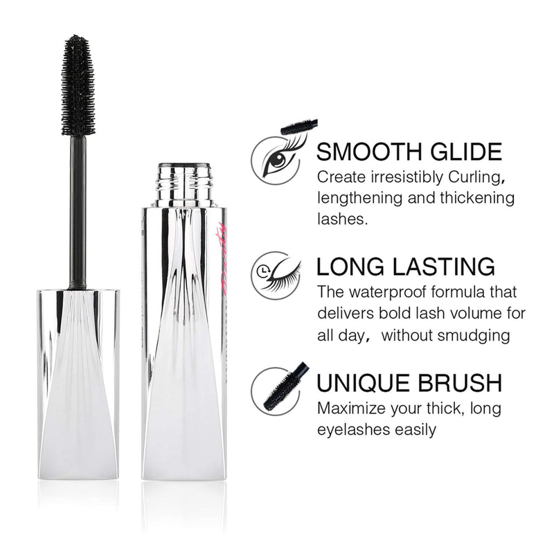 CCbeauty 4D Silk Fiber Eyelash Mascara with Liquid Eyeliner and Eyebrow Pencil with Pencil Sharpener Set, Thrive Mascara Liquid Lash Extensions Eye Makeup Set, Lengthening, Thickening, Long Lasting - BeesActive Australia