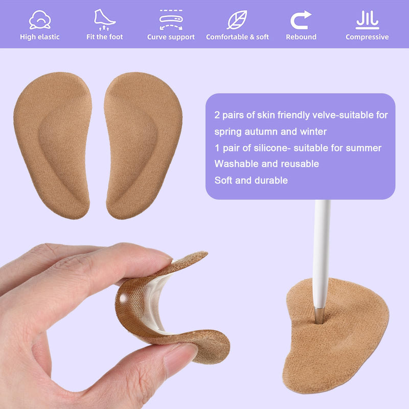3 Pair Gel Arch Support Pads, Arch Support Insoles Women Adhesive High Arch Pad Arch Insoles Shoe Plantar Fasciitis Gel Arch Pads for Relieve Pressure Foot Arch Support for Women Men Kids, One Size Black - BeesActive Australia