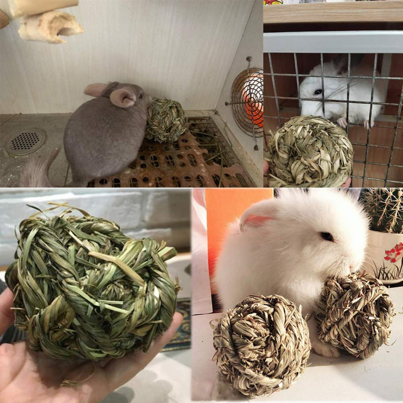 Rabbit Chew Ball Timothy Grass Grinding Small Animal Activity Play Chew Toys for Bunny Rabbits Hamster Guinea Pigs Gerbils 6PCS grass ball - BeesActive Australia