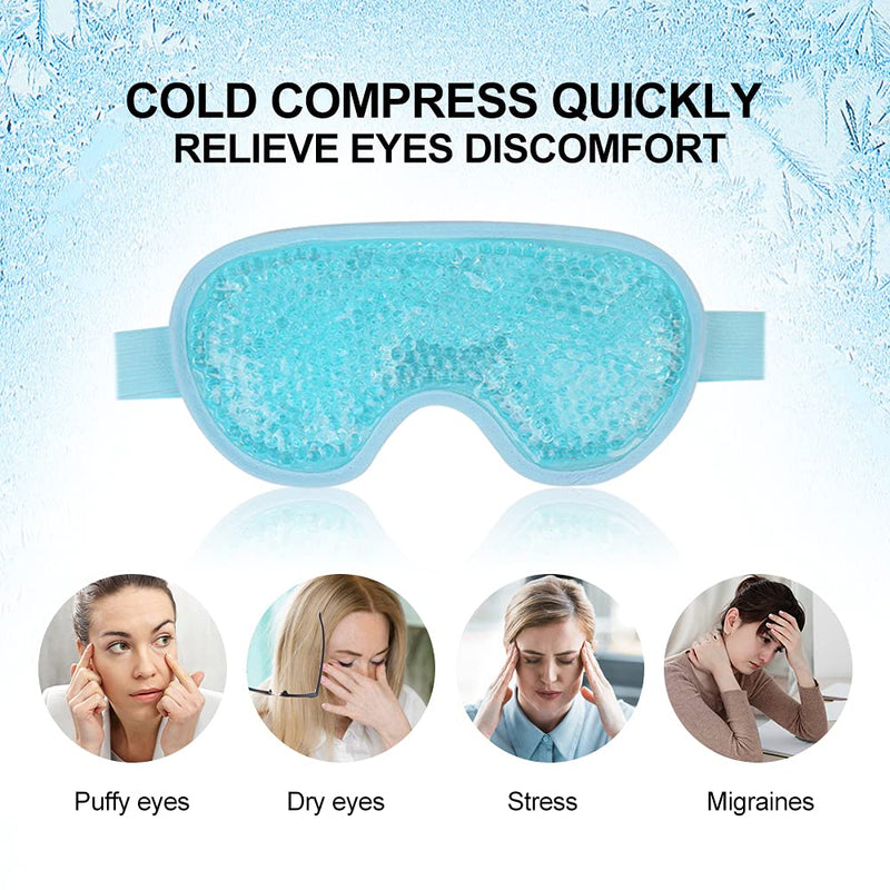 NEWGO Cooling Eye Mask Reusable Gel Eye Mask for Puffy Eyes, Ice Eye Mask Cold Eye Mask Frozen with Plush Backing for Headache, Migraine, Stress Relief - Blue - BeesActive Australia