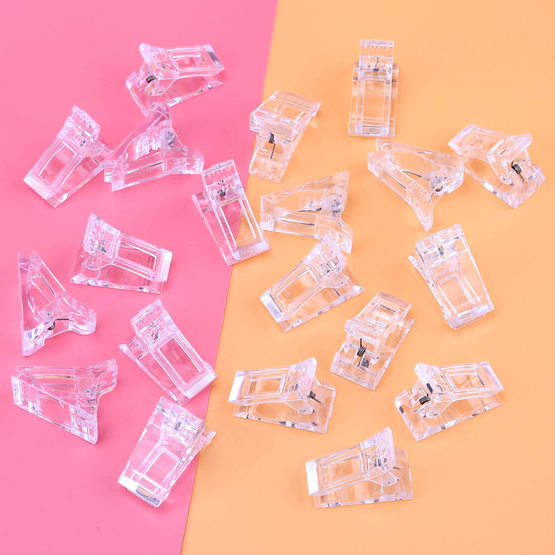 LUTER 20Pcs Nail Tips Clip Transparent Plastic Finger Extension Clip Set Quick Building Nail Tools for Manicure Nail Art - BeesActive Australia