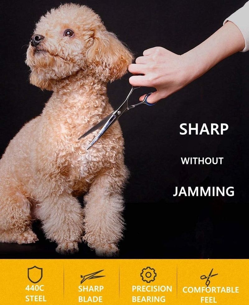 Dream Reach Dog Grooming Scissors - 7'' Professional Pet Cat Hair Scissors Set - Best Cutting & Curved & Thinning Shear Scissors & Grooming Comb Kit for Small Large Dogs Cats Pets - BeesActive Australia