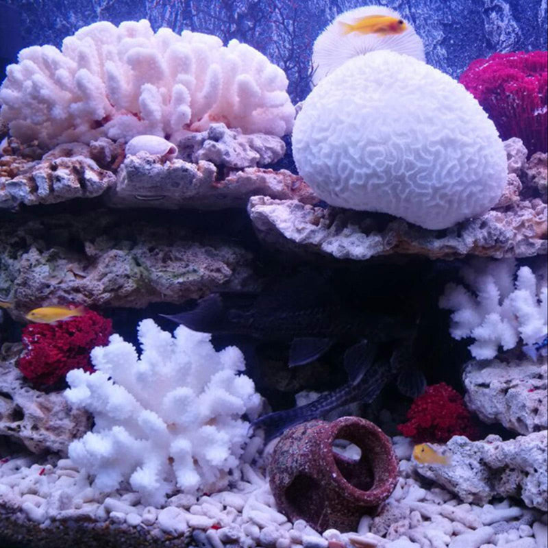 Pack of 2 Artificial Coral Ornament, Aquarium Resin Coral Decor Underwater Sea Plants Fish Tank Decoration Aquarium Plants White - BeesActive Australia