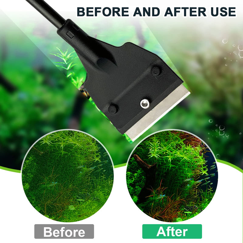 Algae Scraper for Glass Aquariums Cleaner Brush Tool Fish Tank Scrubber Algae Scraper with 5 Stainless Replaceable Blades Aquarium Glass Cleaning Tool Kit for Removing Thick Residue, 21.65 Inch - BeesActive Australia