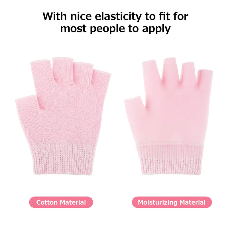 2 Pairs Moisturizing Gloves Fingerless Moisture Gloves Soft Moisturizing Gloves for Dry Rough and Cracked Hands (Pink and Black) Pink and Black - BeesActive Australia