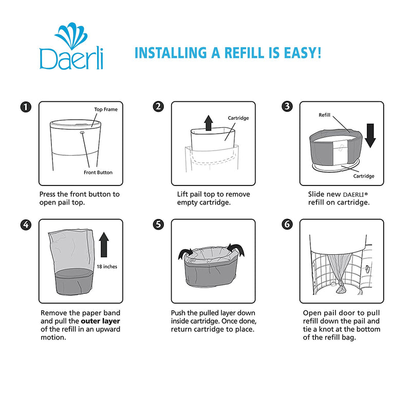 Nappy Disposal Bin Liners，Compatible With All Korbell Classic Diaper Pail, Each pack 16 Litre Holds up to 1980 Diapers (4 Pack) - BeesActive Australia