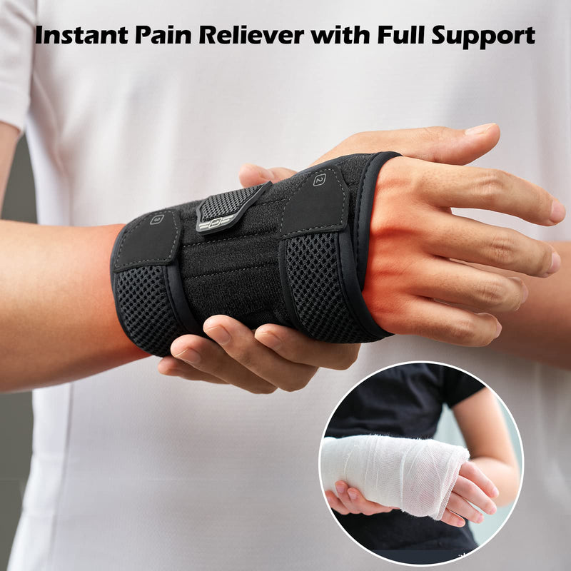 FREETOO Wrist Brace for Carpal Tunnel Relief Night Support with Soft Pad, Hand Brace with 3 Stays for Women Men Work, Adjustable Wrist Splint Fit Left Right Hand for Arthritis, Tendonitis(Right, S/M) S/M(Wrist size:5.1"-7.8") Black-Right - BeesActive Australia
