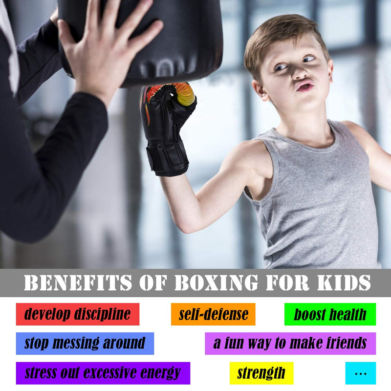 [AUSTRALIA] - Luniquz Kids Boxing Gloves for Punching Bag Training, 4 OZ 6 OZ Fit 3 to 14 YR Black 