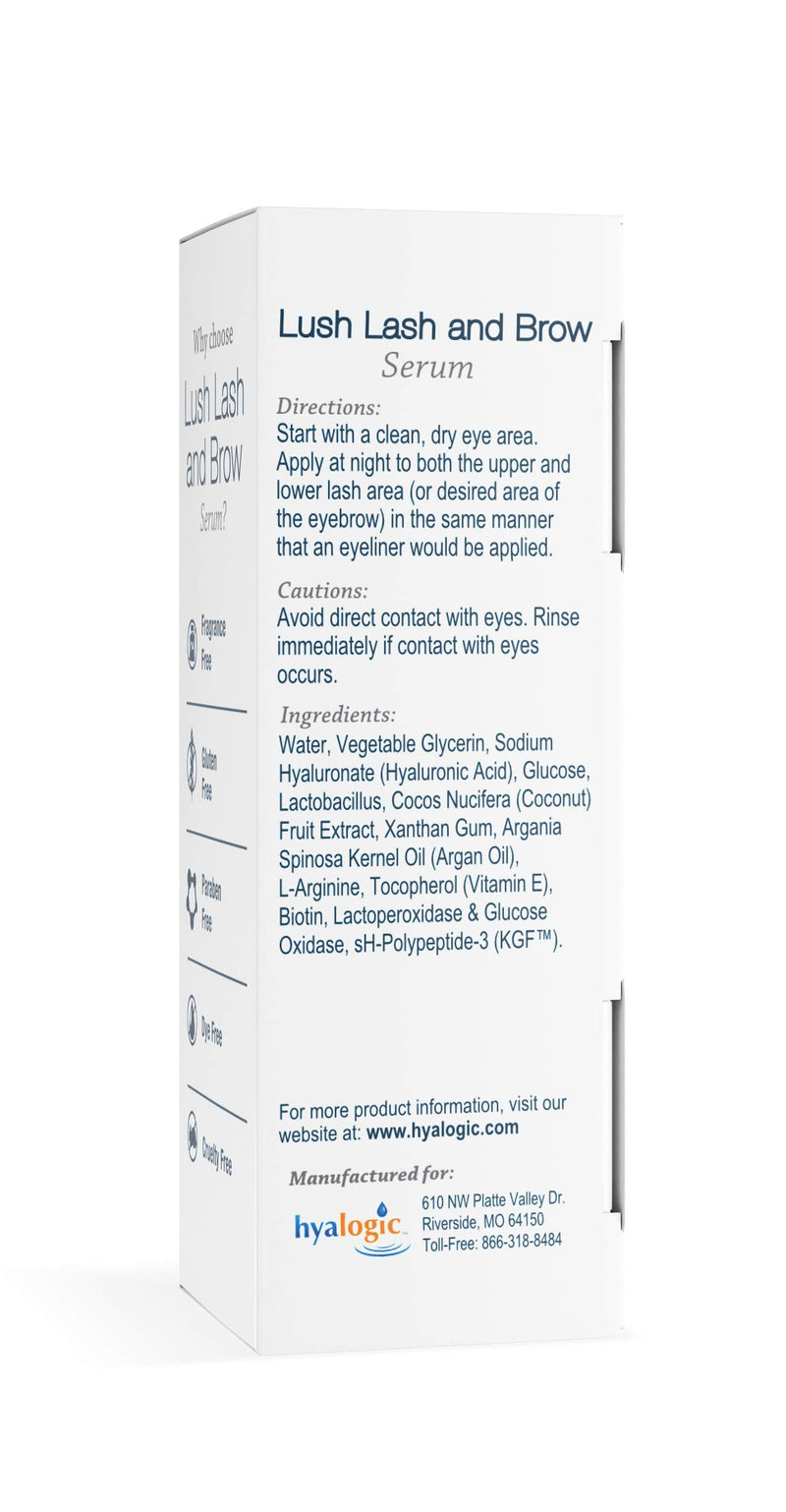 Lash & Brow Serum by Hyalogic - Eyelash and Brow Growth Serum Enriched w/Hyaluronic Acid, Argan Oil & KGF: Hypoallergenic Formula | Cruelty & Paraben-Free .17 fl. oz.(5ml) - BeesActive Australia