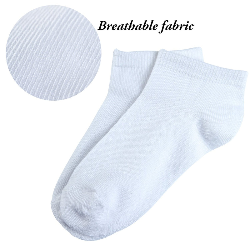 Cooraby 15 Pack Kids' Half Cushion Low Cut Athletic Ankle Socks Boys Girls Ankle Socks White 8-10 Years - BeesActive Australia