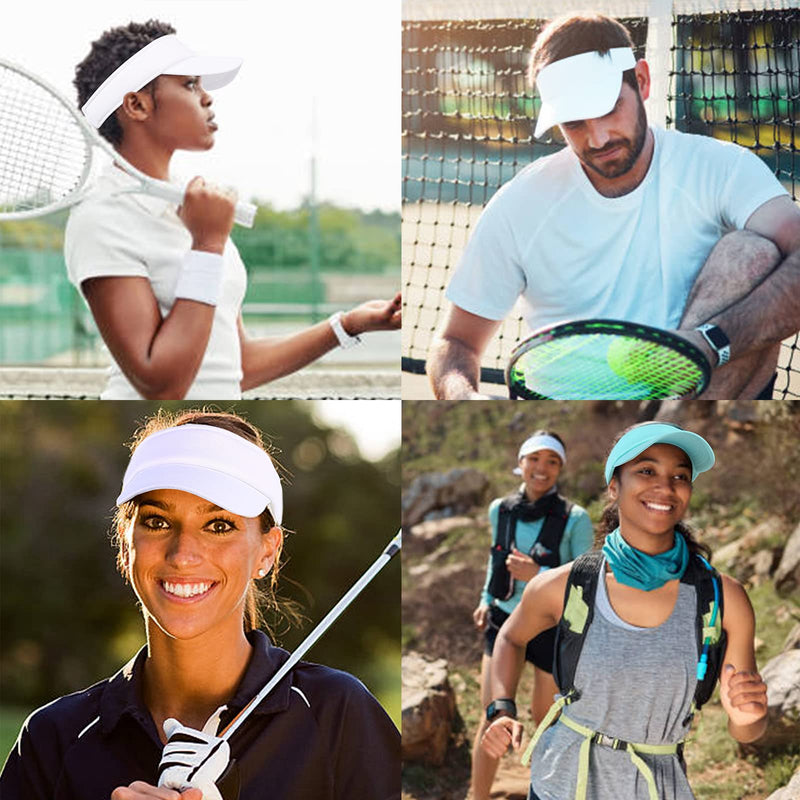 Sun Visor Hats for Women Men Sun Protection Velcro Sun Hat Adjustable Lightweight Outdoor Sports Visor Cap #1 White - BeesActive Australia