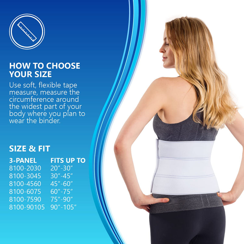 NYOrtho Abdominal Binder Lower Waist Support Belt - Compression Wrap for Men and Women MADE IN USA (30" - 45") 3 Panel - 9" 3 Panel - 9" High 30-45 Inch (Pack of 1) - BeesActive Australia