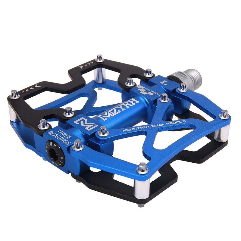 MZYRH Mountain Bike Pedals, Ultra Strong Colorful CNC Machined 9/16" Cycling Sealed 3 Bearing Pedals BLACK BLUE 3 Bearings - BeesActive Australia