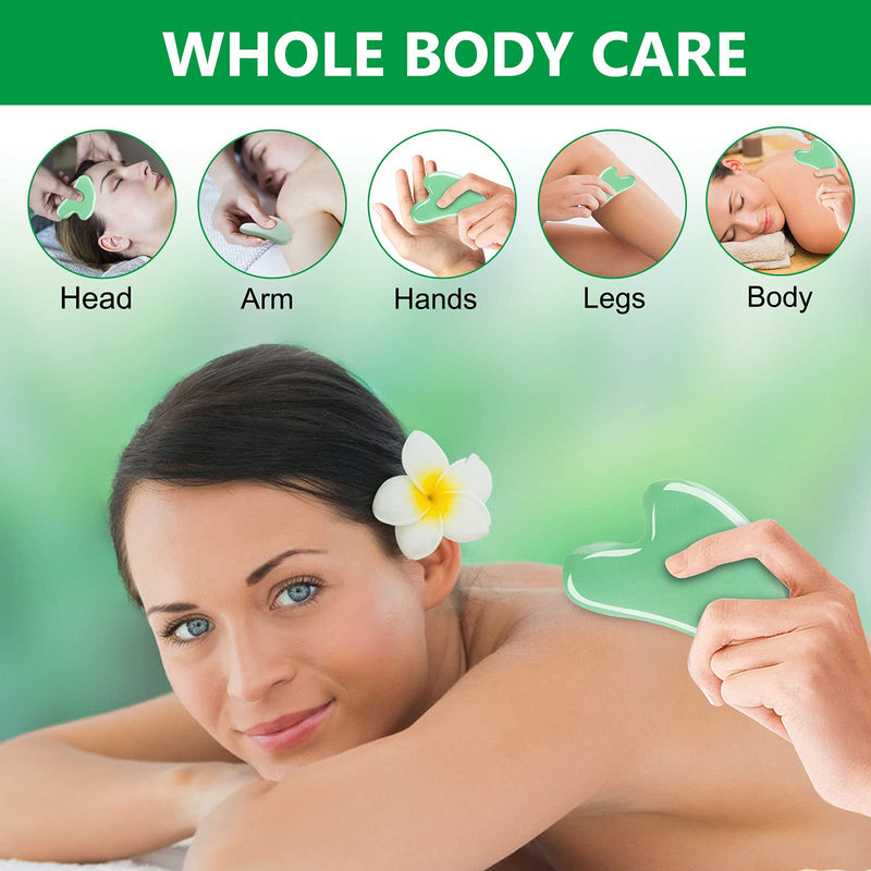 Gua Sha Massage Tool, Natural Jade Gua Sha Stone for Face Massager SPA Skin Caring, Face Sculptor for Eyes, Jawline, Neck and Body Muscle Relaxing and Relieve, Anti-Wrinkle and Anti-Aging - BeesActive Australia