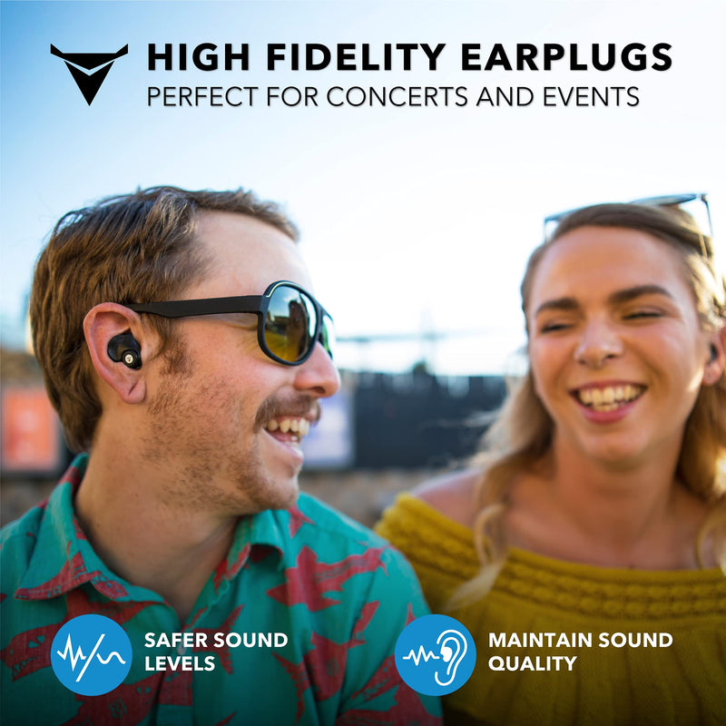 Decibullz Custom-Molded High Fidelity Earplugs, Hearing Protection for Concerts, Musicians, Drummers, and The Sensory Disabled, Black - BeesActive Australia