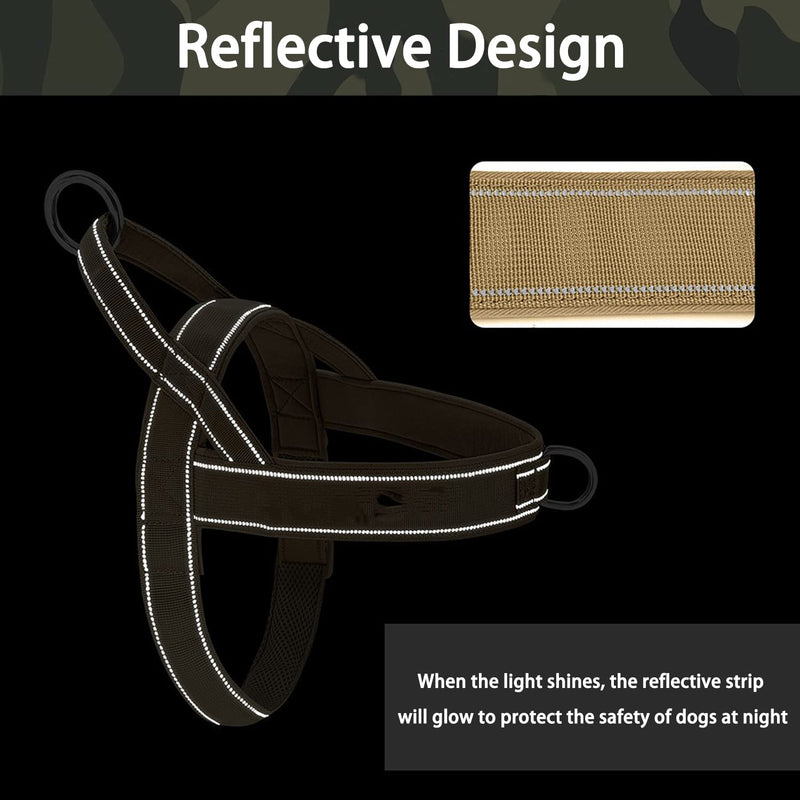 QIFBYFB No Pull Dog Harness for Medium Large Dog, Reflective Escape Proof Adjustable No Pulling Dog Harness XL-Chest size 30-39'' Brown - BeesActive Australia