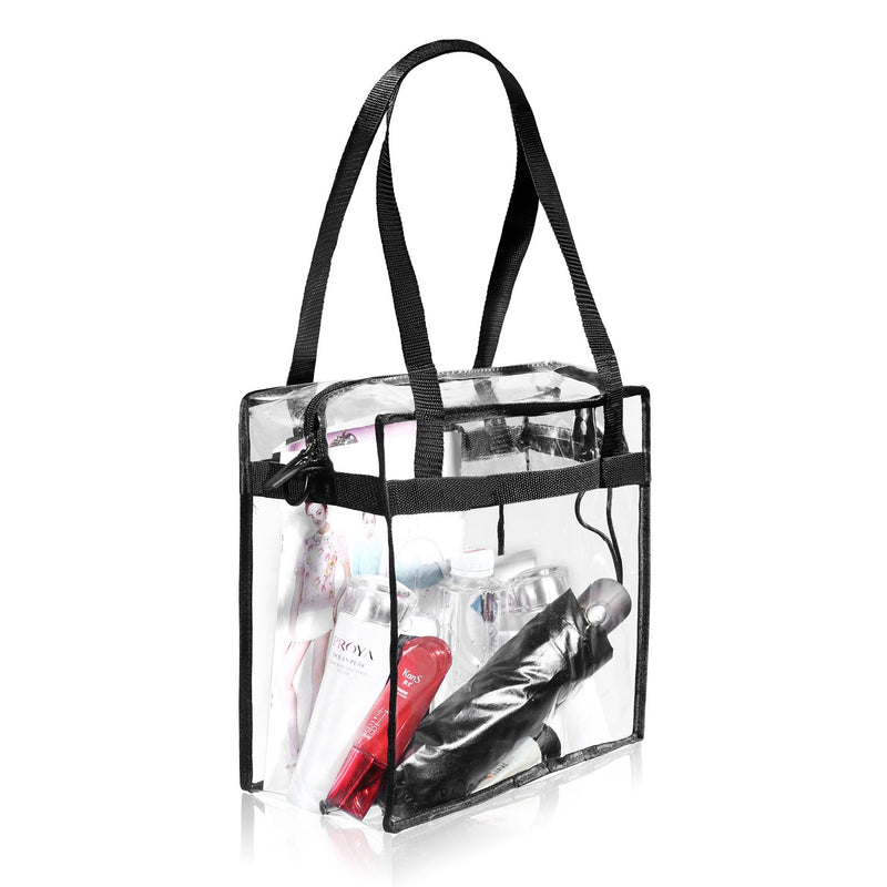 BAGAIL Clear bags Stadium Approved Clear Tote Bag with Zipper Closure Crossbody Messenger Shoulder Bag with Adjustable Strap Black - BeesActive Australia