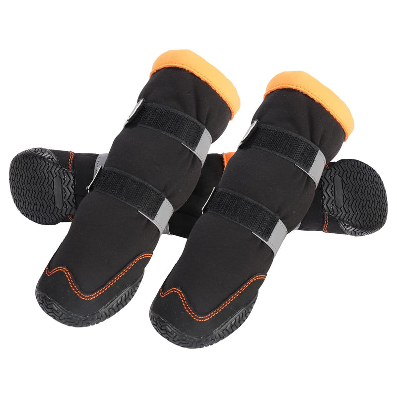 Warm Dog Boots Winter Beacon Pet Dog Shoes, Fleece Lined Dog Shoes with Drawstring, Dog Snow Boots Anti-Slip Rugged Sole - Reflective Dog Booties for Small Medium Large Dogs Orange #8 - BeesActive Australia