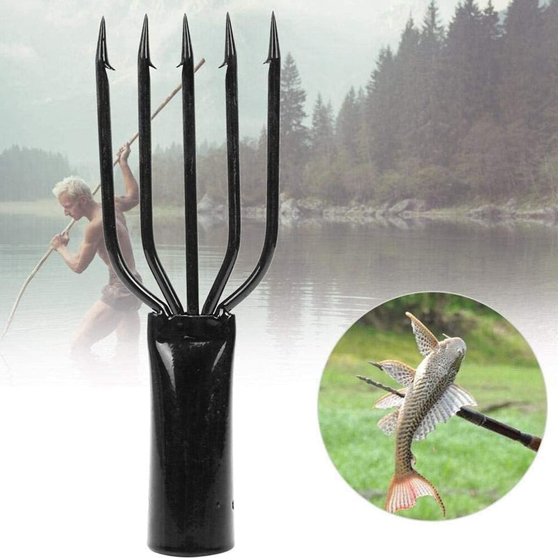Qoyapow Fish Spear Frog Spear Fishing Harpoon Barbed Stainless Steel 5 Prong Tine Fishing Gaff 5 Prong Spearhead Fork Harpoon Fishing Gig Gaff Hook Screw for Hunting Fish Frog in Pond River Lake etc - BeesActive Australia