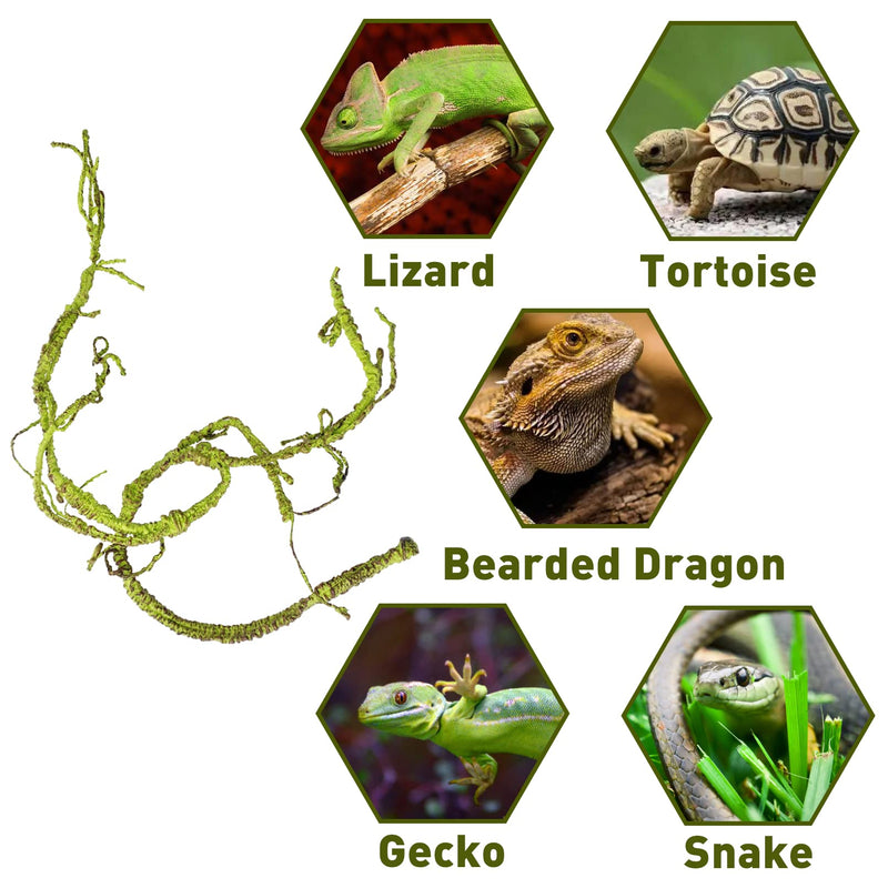 Reptile Plants Bearded Dragon Bendable Jungle Climbing Vines Terrarium Branches Flexible Hanging Tank Accessories Decors Pet Habitat Decoration for Lizard Gecko Frog Snake - BeesActive Australia