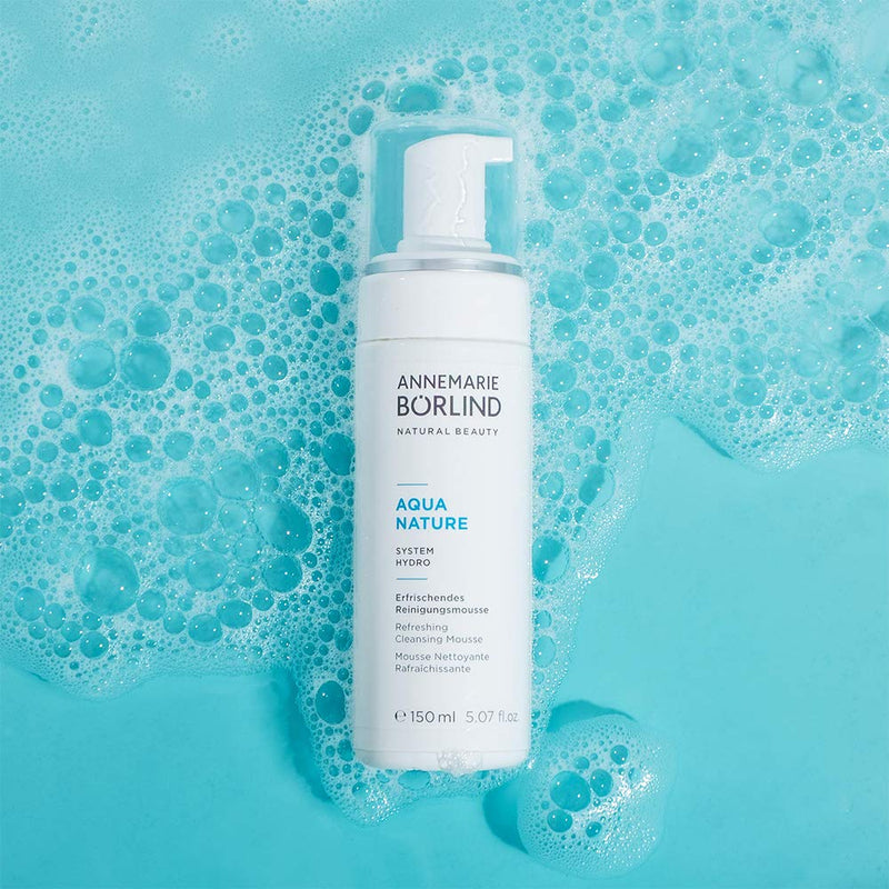 ANNEMARIE BÖRLIND - AQUANATURE Refreshing Cleansing Mousse - Aloe and Hyaluronic Acid Vegan Natural Facial Wash - Removes Impurities and Makeup with Mild Tensides - 1.69 Fl. Oz. - BeesActive Australia