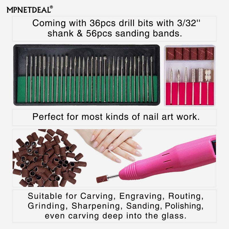 Electric Nail Drill Mpnetdeal Nail Drill Machine Nail File e File Drill Set Kit for Acrylic Nails Gel Nail Glazing Nail Drill Nail Art Polisher Sets Glazing Nail Drill Grinder Manicure Pedicure(Pink) Pink SetA - BeesActive Australia