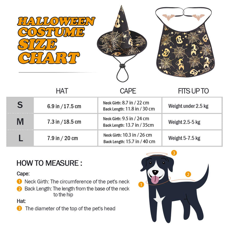 POPETPOP Pet Halloween Costumes Cape with Wizard Hat Dog Cat Halloween Apparels L - BeesActive Australia