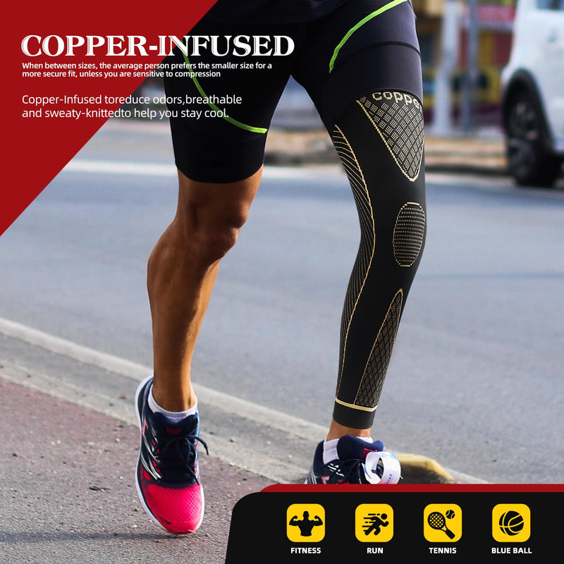 SKDK Copper Full Leg Sleeves Long Compression Leg Sleeve Knee Sleeves Protect Leg for Knee Pain Relief, Workout and Sports Copper-2 XXXX-Large(1 Pair) - BeesActive Australia