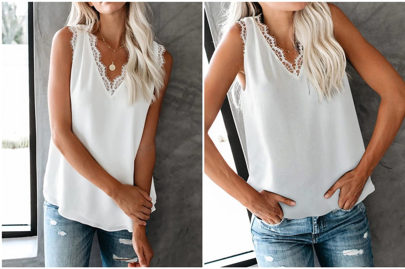 lime flare Sexy Summer Lace Trim Sleeveless Cami Tank Tops Dressy Camisole Small White - BeesActive Australia