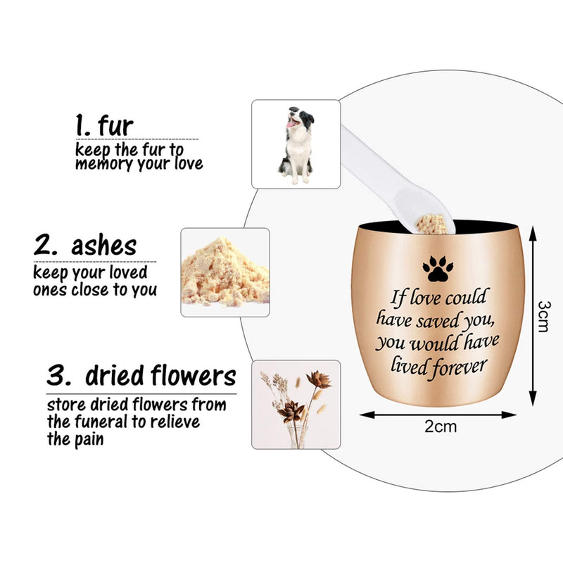 Dletay Small Urn for Pet Ashes 1.57 inch Mini Pet Urn Stainless Steel Ashes Keepsake Urns for Dogs Cats-If Love Could Have Saved You, You Would Have Lived Forever Rose Gold - BeesActive Australia