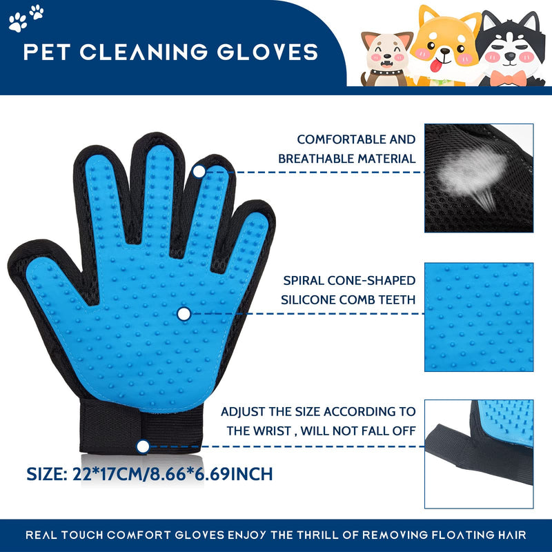 BLMHTWO 1 Pair Pet Grooming Gloves Cat Brush Glove Pet Hair Remover Mitt Gentle Massage Silicone Deshedding Glove Cat Grooming Gloves Dog Washing Gloves for Long Short Fur Dogs Cats Rabbits Horse - BeesActive Australia