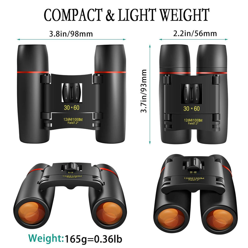 30x60 Mini Compact Binoculars for Kids and Adults, Portable Pocket Foldable Binoculars for Waterproof Bird Watching, Mountaineering, Outdoor Hunting - BeesActive Australia
