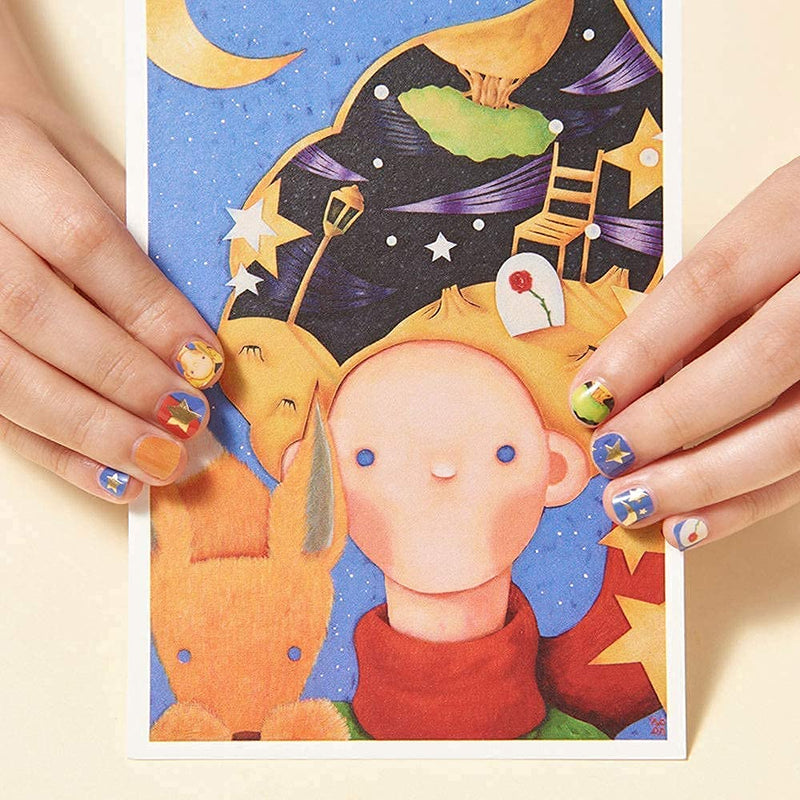 Petitwings Nail Stickers Wraps Decals Polish Self-Adhesive for Kid Girls Boys, a Nail File with an Artist Painting Post Card (Korean Made) (Le Petit Prince) Le Petit Prince - BeesActive Australia