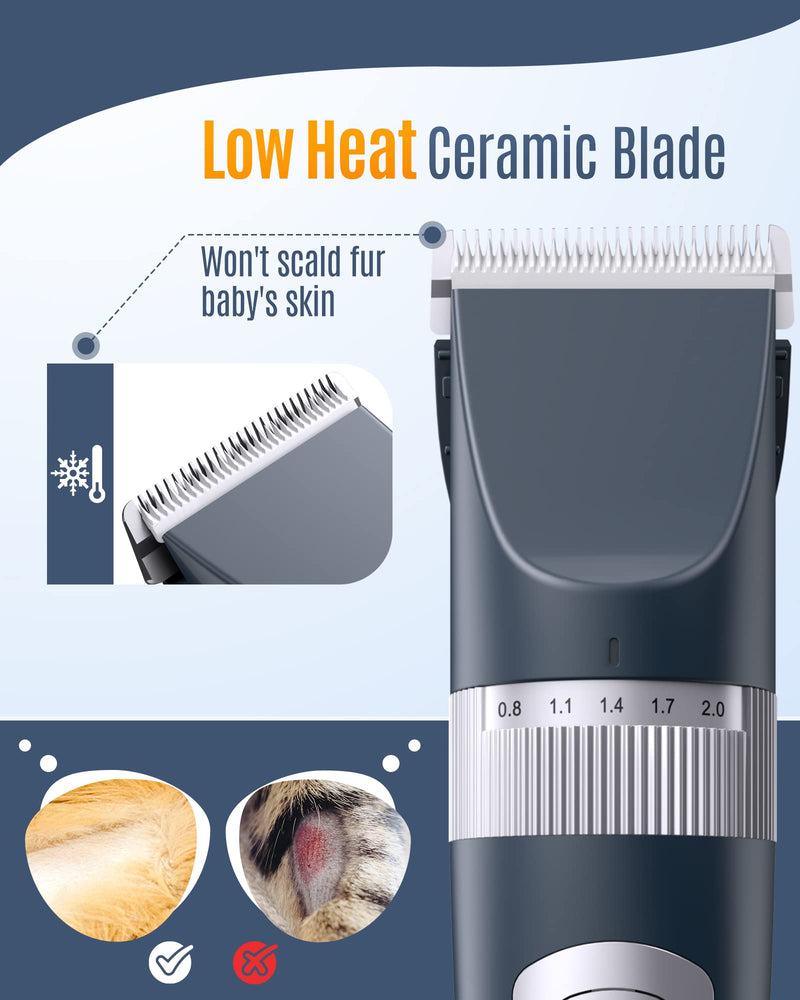 Cat Grooming Clippers for Matted Long Hair,Low Noise Cat Clippers Shaver,4 Speed Cordless Pet Clippers Kit for Cats Dogs and Pets Blue - BeesActive Australia