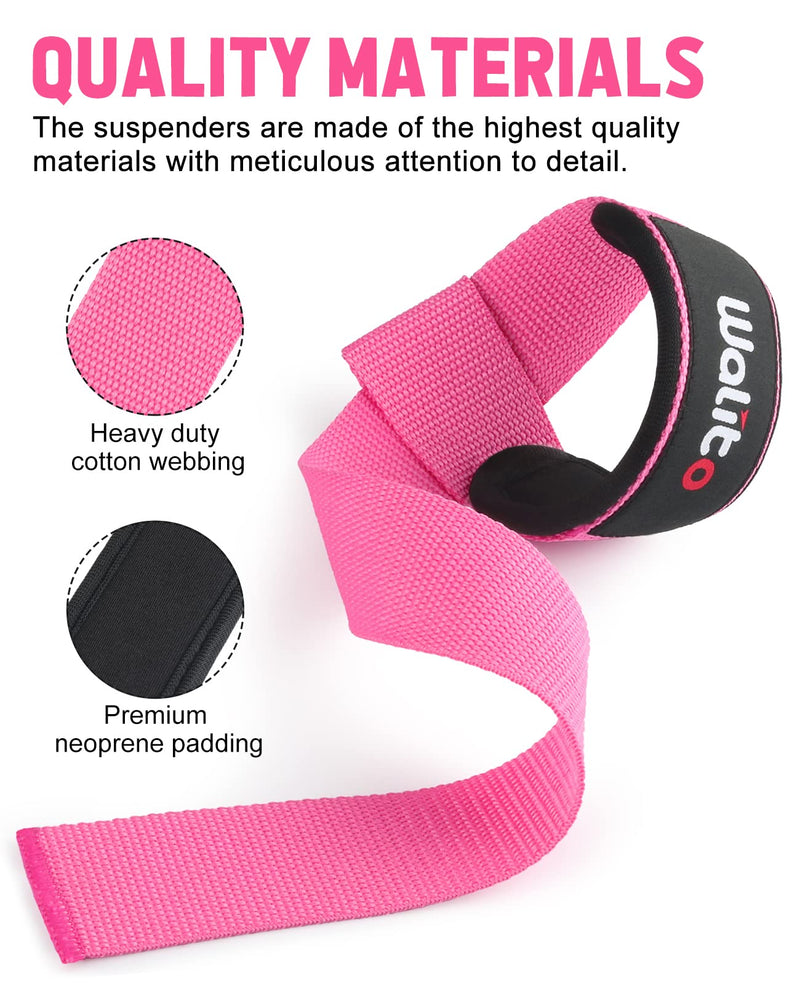 WALITO Weight Lifting Straps, 24" Wrist Deadlift Straps with Neoprene Padding for Men and Women , Wrist Lifting Straps for Weightlifting ,Powerlifting, Strength Training (Pair) Pink - BeesActive Australia