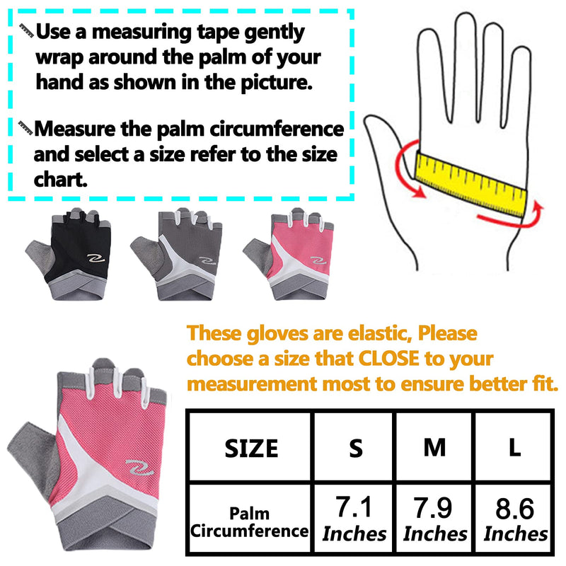 Luwint Women Fingerless Yoga Gloves Non Slip Padded - Barre Pilates Fitness Workout Training Wrist Exercise Accessories Pink Medium - BeesActive Australia