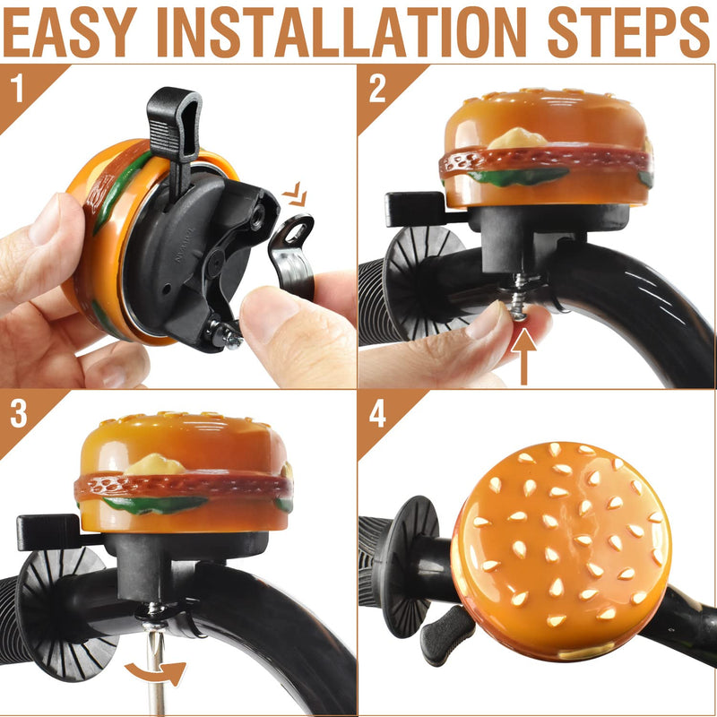 MARQUE Hamburger Kids Bike Bell – Fun Bicycle Bell for Boys and Girls, Also Fit Balance Bike and Scooter, Must Have Accessory Add On for Children Bike - BeesActive Australia