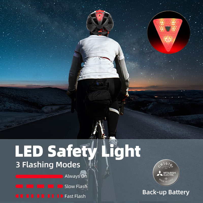 Bike Helmet, Basecamp Bicycle Helmet with Rear Light & Detachable Magnetic Goggles & Portable Backpack Lightweight Cycling Helmet Adjustable for Adult Men Women Mountain & Road (BC-069) BlackRedWhite - BeesActive Australia