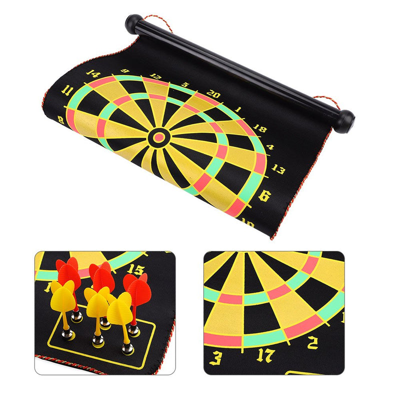 Alomejor Dartboard Magnetic Wall Hanging Up Double Sided Dartboard with 6 Safety Darts Portable Protector Dartboard Kids Adults Gift Target Game Room Office - BeesActive Australia