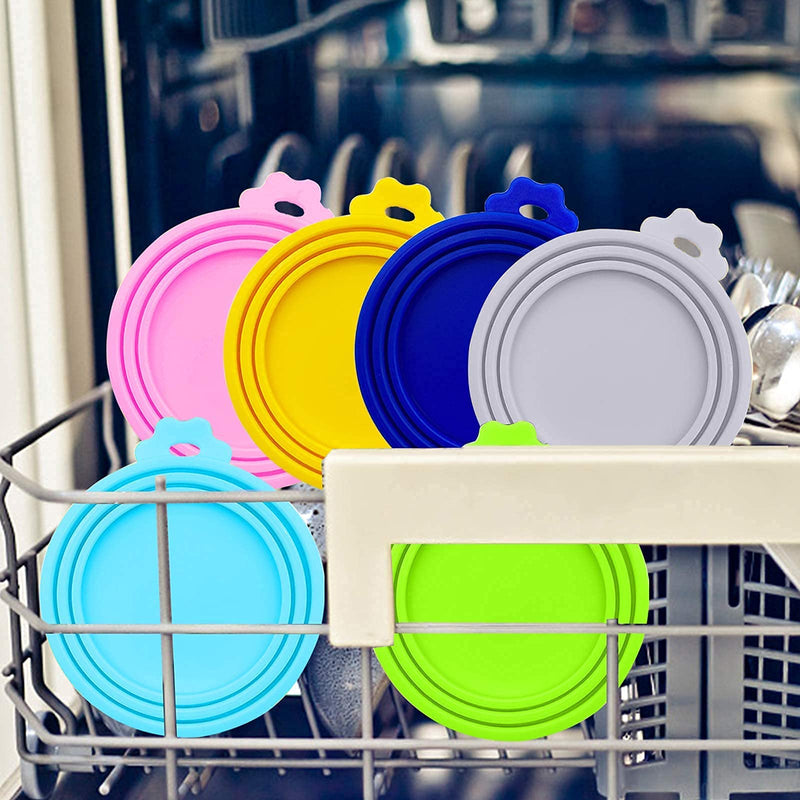 DORUI Pet Food Can Covers, Universal BPA Free Silicone Dog Cat Can Lids, Fit Most Standard Size Dog and Cat Cans 6 pack 6 Mixed colors - BeesActive Australia