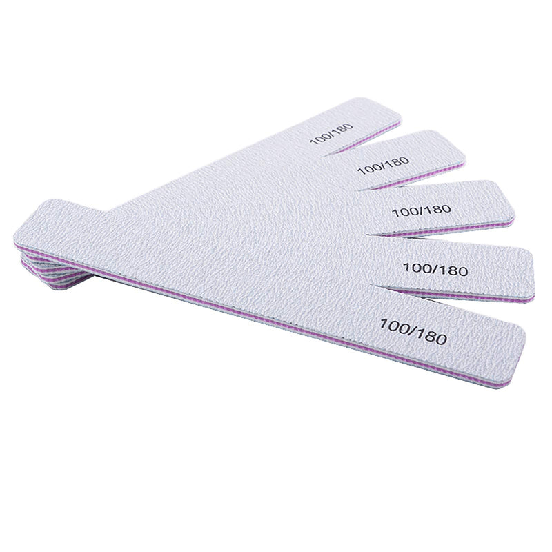 Nail File 12 PCS Professional Reusable 100/180 Grit Double Sides Washable Nail File Manicure Tools for Poly Nail Extension Gel and Acrylic Nails Tools Suit for Home Salon - BeesActive Australia