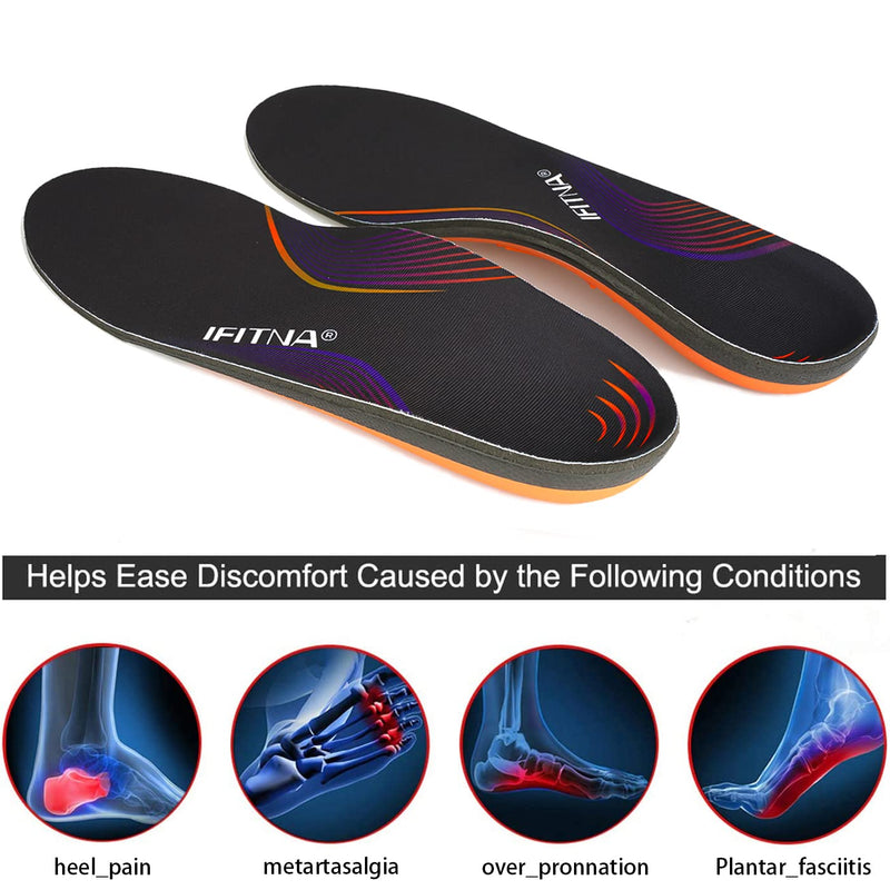 Full Length Arch Support Shock Absorption Orthotic Insole,Insert for Flat Feet,Plantar Fasciitis,Relieve Foot Soreness Unisex,Suitable Athletic,Work Shoes(Size:UK-5,Length:9.44",Black) UK-5-24CM--9.44" Black - BeesActive Australia