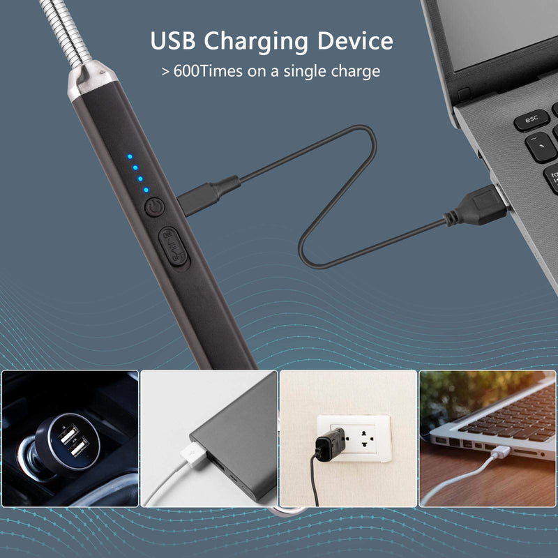 MEIRUBY Lighter Electric Lighter Candle Lighter Rechargeable USB Lighter Arc Lighters for Candle Camping BBQ Black - BeesActive Australia