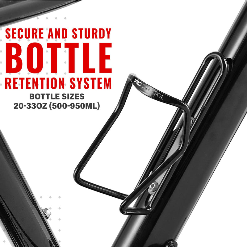PRO BIKE TOOL Wire Water Bottle Holder – Modern Tubular Design - Bicycle Bottle Cage, Great for Road and Mountain Bikes Black Gloss - BeesActive Australia