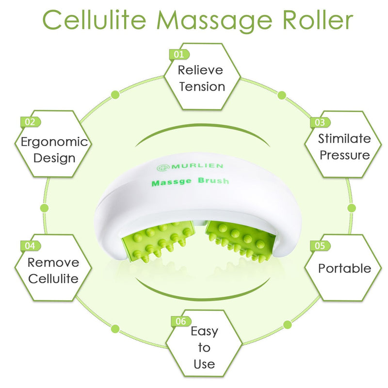MURLIEN Cellulite Massager, Anti Cellulite Massage Roller for Muscle Soreness and Remove Cellulite, Body Roller Brush for Shoulder, Arms, Buttocks, Back, Abdomen, Legs and Calves � Green/White - BeesActive Australia