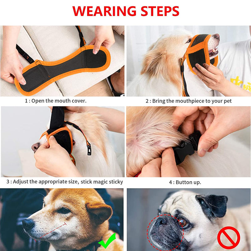 Dog Muzzle Trim Dogs Nails Anti Biting Barking and Chewing, [ Soft Nylon Breathable Mesh] Drinkable Adjustable Loop for Small Medium Large for Pets Muzzle Dog Training Mouth Cover Orange L - BeesActive Australia
