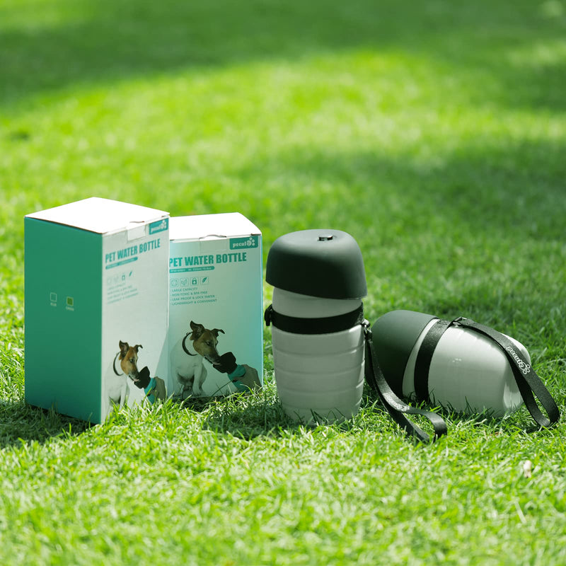 Pecute Dog Water Bottle (17oz/22oz), 2 in-1 Portable Dog Water Bottle with Foldable Bowl, Leak-Proof Dog Water Dispenser, Dog Travel Water Bottle for Outdoor Walking Hiking, Food-Grade Silicon 17 oz Grey - BeesActive Australia