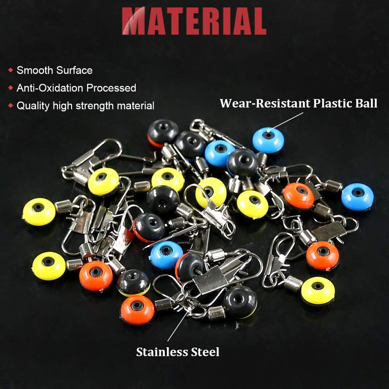 Hilitchi 200 Pcs 3 Sizes Stainless Steel Fishing Line Slide with Glowing Fishing Beads, Large/Medium/Small Sizes High Strength Hook Shank Clip Connector Fishing Ball Bearing Swivel Connector - BeesActive Australia